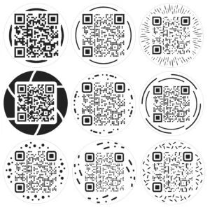 QR Code Circular Printed Stickers Sticky Round Colour Labels Size 64mm Circle