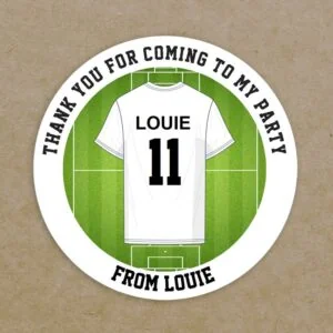 Personalised Football Shirt Thank You For Coming To My Party Round Labels Circular Stickers - Custom Printed
