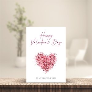 Happy Valentine's Day Card Printed Personalised A5 A6 Card with Kraft Envelope Wife Girlfriend