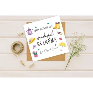 Happy Birthday Day Card Printed Personalised Card with Kraft Envelope Grandma Mummy Mother