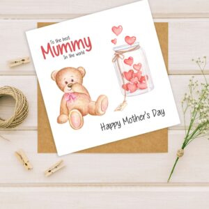 Happy Mother's Day Card Mummy Printed Personalised Card with Kraft Envelope Grandma
