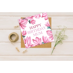 Happy Birthday Day Card Printed Personalised Card with Kraft Envelope Grandma Mummy Mother