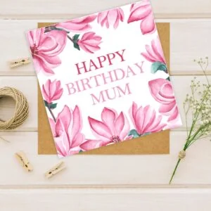 Happy Birthday Day Card Printed Personalised Card with Kraft Envelope Grandma Mummy Mother