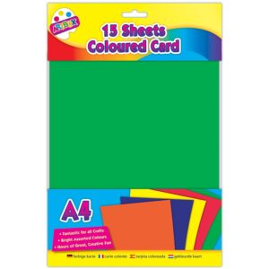 ARTBOX A4 Brightly Coloured Card (Blue, Green, Orange, Red & Yellow) 15 Sheets