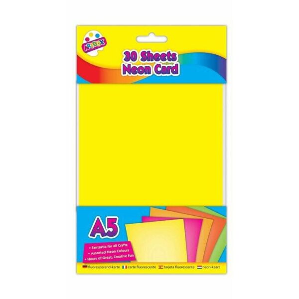 ARTBOX A5 Neon Coloured Card (Pink, Green, Orange & Yellow) 30 Sheets