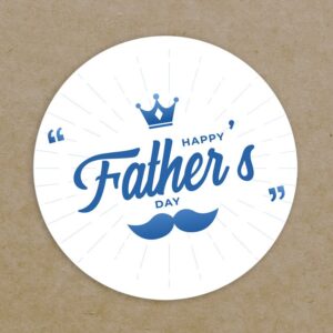 Happy Father's Day Circle Labels Printed Personalised Round Stickers