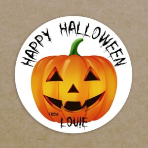 Happy Halloween Pumpkin Personalised Labels Printed Round Circle Stickers