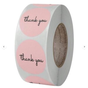 Thank You Pink Circle Stickers 25mm Glossy Round Labels