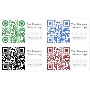 QR Code Printed Stickers - 500 Sticky Colour Labels with optional logo & text