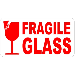 FRAGILE GLASS Labels - Self adhesive handle with care Stickers