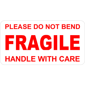 FRAGILE Handle With Care Labels with DO NOT BEND - Self adhesive Stickers